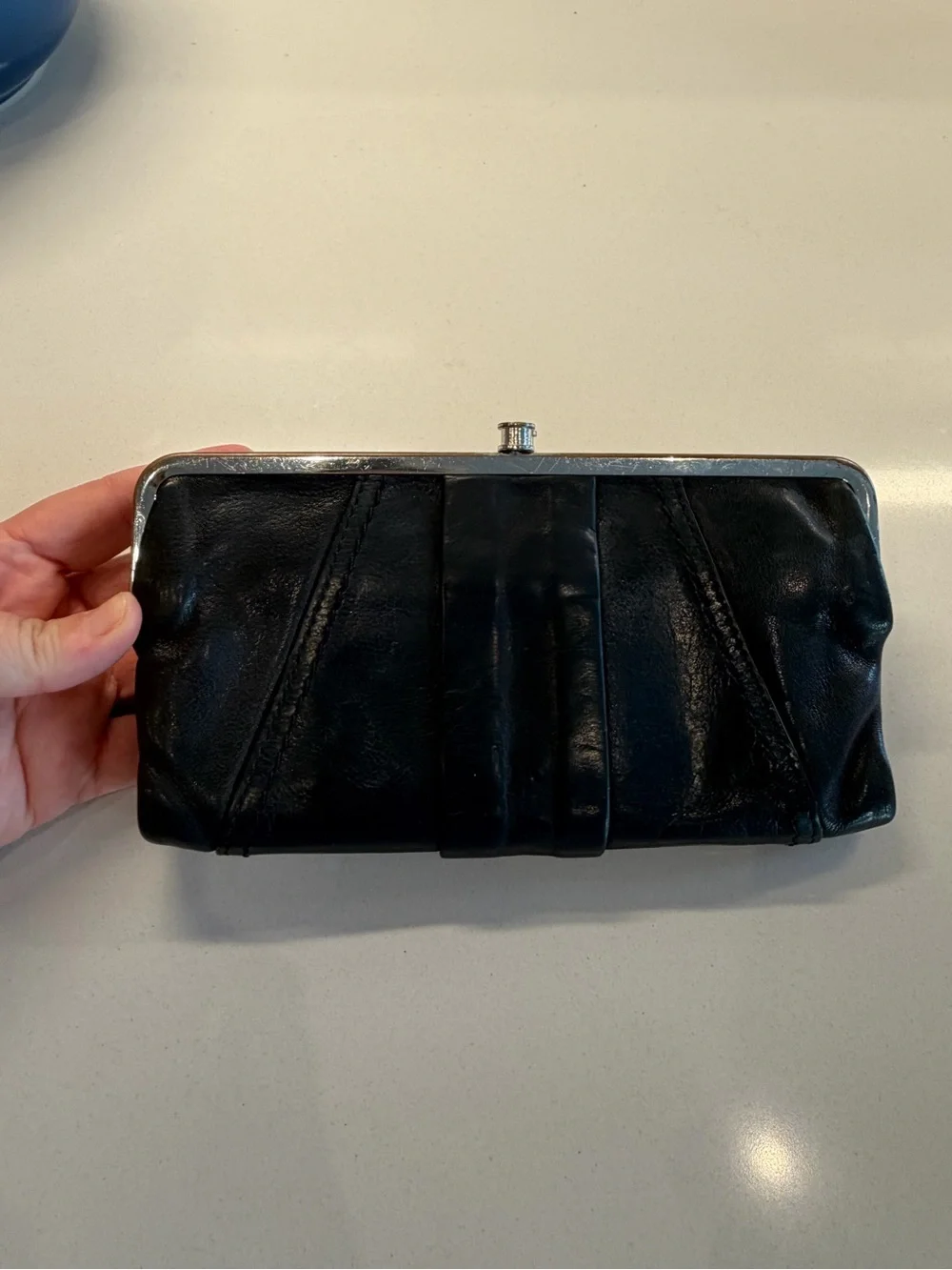 HOBO Black Leather Frame Clasp Wallet